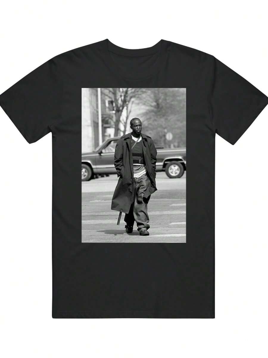 Durable Omar Coming The Wire Michael Williams Rest In Peace Tribute Cotton T-Shirt Black Short Sleeve Round Neck Casual Graphic Tee Men All-Season Comt Machine Washable - 黑色 - 查看 1