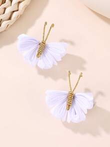 2 Stücke/Set Mädchen Polyester handgefertigte Stoff süße Schmetterling Haarspangen geeignet für tägliche Dekoration - Schmetterling - Übersicht 5