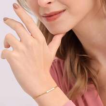 Personalized Mini Bar Name Bracelet 14K Gold And Pure Silver Custom Engraved Jewelry - Multicolor - View 9