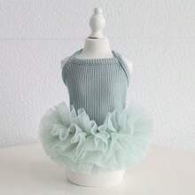 1pc Elegant Ballet Tulle Dress Pet Dog Clothes, Princess Dress Sleeveless Romantic Party Outfit, Suitable For Small Dogs, Cats, Cool Spring/Summer