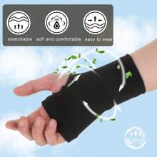 1Pair Of Black Nylon Wrist Support Sleeves Palm Protection Braces For Men And Women Comfortable Fitness Gloves For Daily Use Sports And Outdoor Activities