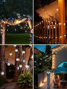 100 LED Solar Crystal Ball String Lights With 8 Lighting Modes - Warm Yellow Glow For Halloween, Christmas, Garden, Yard & Party Decorations, IP44 Solar-Powered Outdoor Decor, 20/50LED Options, Intelligent Light Strip, Perfect For Bar Tent & Camping Setup, Garden Lights Decorative Lights Solar Lights, Lights For Decoration