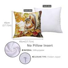 1pc Autumn Maple Forest Animal Cute Bear Fox Squirrel Deer Printed Throw Pillow Case [No Pillow Insert], 17.7*17.7in(45*45cm), [Single Sided Printed], For Sofa, Bed, Living Room, Bedroom, Car, Office, Hotel Decoration, All Season, Perfect Gift For Family And Friends