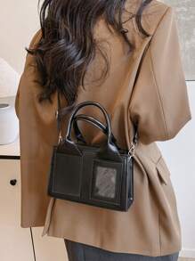Bolso de hombro y de debajo del brazo elegante con estampado de bloques de color y estampado de leopardo vintage, bolso de mano con estampado de leopardo para mujeres, regreso del estampado de leopardo