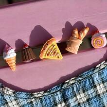 CITYLUKE 5pcs Cute Pink Ice Cream Shoe Charms, Dessert & Snack Series - Multicolor - View 4