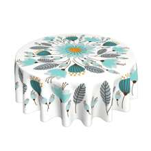 1 bucată față de masă rotundă de 60 de inchi, design cu mandala boemă, cârpă de masă rotundă, colorată, rezistentă la apă, covorașă de picnic pentru grătar în curte în stil boho, decor pentru bucătărie de acasă