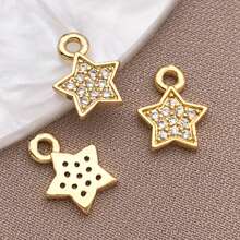 2/4/6pcs 18K Gold Plated Cubic Zirconia Flower Star Moon Charms Cute Angel Brass Charms Pendant For Jewelry Necklace Bracelets Earrings Making DIY Crafts