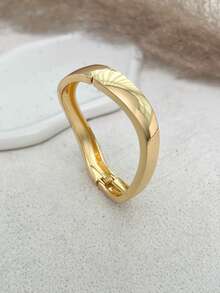 Pulseira minimalista com design geométrico assimétrico e ondas vazadas, 1 peça, adequada para mulheres em uso diário/feriado, festas e acessórios para banquetes