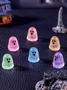 6 piezas Decoraciones de resina con fantasmas luminosos y lindos, fantasmas luminosos creativos para Halloween que brillan en la oscuridad, decoraciones DIY colgantes de fantasmas pequeños, ornamentos de paisaje en miniatura, decoraciones de fiesta con fantasmas y calabazas