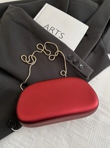Unique High-End Metal Decor Box Clutch Bag, Women's New Fashion Evening Bag, Party Banquet Clutches, Chain Shoulder Crossbody Bag, Makeup Bag Phone Pouch