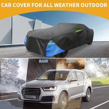 Car Cover Waterproof All Weather 210D, UV Sun Rain Protection, With Left Side Zipper - Black Blue for Chevrolet Camaro - View 2