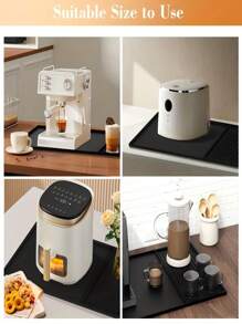 2-In-1 Silicone Coffee Mat With Raised Edges, Size 59.94x39.88cm, Designed To Protect Coffee Bar Countertops. Suitable For Coffee Machines, Espresso Machines And Saucer-Shaped Drying Mats, With Non-Slip Design And Removable Absorbent Pads, Easy To Clean, Coffee Bar Accessories Back To School