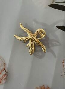 1 Stück elegante Mode Damen Haarspange mit Seestern Dekor, Metall in Gold, geeignet für Zuhause und Reise-Haarstyling, Geschenk für Damen Haarspangen, Haarklemmen, Haarklammern, Haargreifer