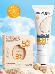 大米美白防晒霜，清透不油腻，轻薄高效防紫外线防晒，旅行、户外、工作必备 - 彩色 - 查看 15