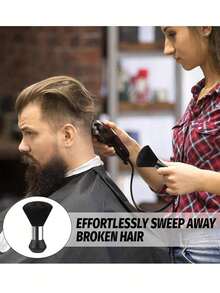 CTZIHGAO 1/4 Piece Professional Barber Grooming Kit - Essential Tools For Haircut And Beard Care - Includes Heat-Resistant Styling Comb, Beard Trimmer Cleaning Brush, Soft Nylon Bristle Beard Brush, And Neck Duster - Black - View 11