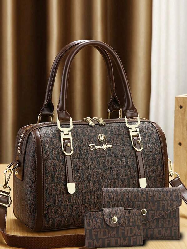 3 Peças/Conjunto Bolsa Feminina Estampada, Bolsa Sacola Personalizada para Livros, Conjunto de Bolsa Tiracolo Mensageira