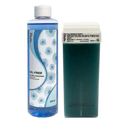 DEF Set de cuidado para depilación y postdepilación: cera depilatoria + loción calmante sin aceite | Suave, hidratante y sin residuos.