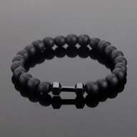1 pieza Pulsera de hombre con cuentas mates en forma de mancuerna - Pulsera de estilo fitness de moda, regalo que muestra personalización y fuerza, perfecto para ropa de entrenamiento y atuendos casuales