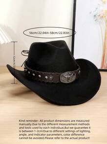 1 Stück Unisex PU Leder Dekor Western Cowboyhut, Polyester Vintage Stil Cowboyhut, geeignet für Lässig Tragen, Western Cowboy Party, Bar Cowboy und täglichen Gebrauch