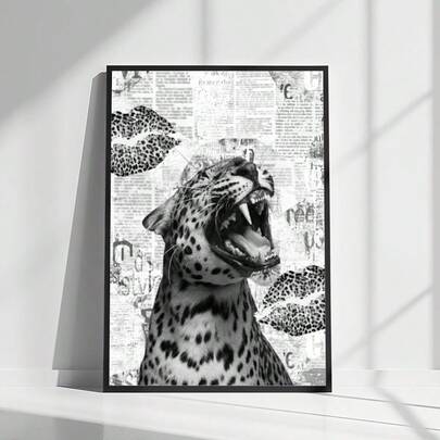 1pc Fashionable Cheetah Wall Art Painting, Suitable For Bedroom, Living Room, Bar Cart, Dorm, Wall Decor Gift (Frame Not Included)