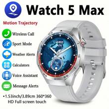 Jooeniok Montre intelligente 5 Pro 2025 Nouvel An, écran HD, commande vocale IA, appel sans fil, plus de 100 modes sport, suivi de la condition physique pour sports de plein air. Montre intelligente homme, cadeau pour Noël, la Saint-Valentin, la Fête des pères