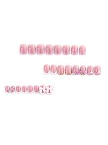 Transform Your Nails With 48pcs Short Square Bling Classic Black White French Style Zebra Stripe 3D Cute Flower Decot&Pink Glitter 3D Bow-Knot Pearl Rhinestor Decot Bling Full Cover Fake Press On Nail Kit Will Give Your Look A Elegant Romantic Suitable For Daily Life