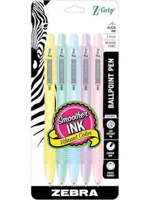 Zebra Pen Z-Grip Retractable Ballpoint Pen, Medium Point, 1.0mm, Assorted Colors - 5 Pieces - Đen B - Xem 6