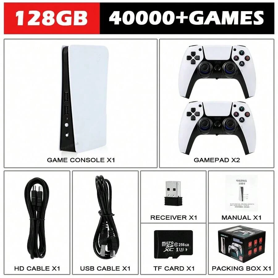 GB5 Video Game Console 256GB/128GB/64G 50000 + Retro Games HD TV Game Box 5 Two Gamepads For PS1/PPSPP/MAME Arcade Gaming Stick - GB5 128GB - View 1