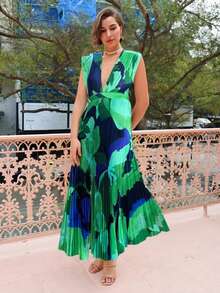 女式复古无袖性感深 V 领高开衩花卉印花褶皱女士派对长裙、母亲节、女式露背长假连衣裙、夏季花卉服装、圣帕特里克节、波西米亚风、女士西部服饰、女士音乐会服装、狂欢节服装、乡村音乐会服装、纳什维尔服装、伊比沙岛服装、女士西部服饰、Fairycore、毕业礼服 - 綠松石色 - 查看 8