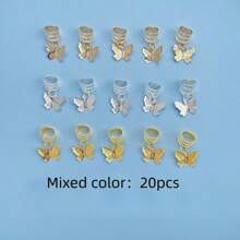 20 piezas de anillos de metal para dreadlocks con mariposas, borlas y ajustables, apropiados para uso diario