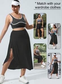 Letnia spódnica z wysokim stanem dla kobiet Lycra asymetryczna pół spódnica z kieszeniami chłodząca lód sportowa spódnica szorty do jogi, tenisa i golfa