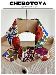 1条女士春夏新款柔软丝滑波西米亚风小方巾，亲肤舒适，百搭印花领巾/头巾，可搭配连衣裙 - 彩色 - 查看 9