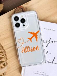 1pc Customized Minimalist Transparent Cute Airplane Design Personalized Travel Commemorative Phone Case Protective Cover For A13, A14, A15, A16, A33, A34, A35, A52, A53, A54, A55, S20, S21, S22, S23, S24, S25, Ultra Plus, 11, 12, 13, 14, 15, 16 Pro Max