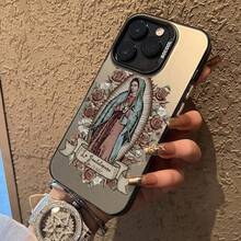The Virgin Mary Pattern Case For IPhone 16 15 14 Pro Max 13 12 11 XR XS Plus Shockproof Drop Protection Rugged Durable Silicone Cover - 黑色 - 查看 3