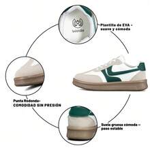 Tenis deportivos casuales para mujer con punta redonda, plantilla suave y suela resistente, cómodos para caminar y uso diario - Verde - Ver 7