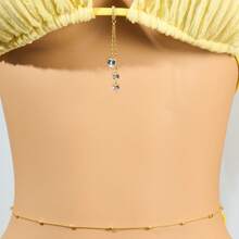 2 Stücke Körperkette für Damen, Bikini-Kette & ovale perlenbesetzte Taillenkette, vielseitige Anhänger Bikini-Kette, Halter-BH-Kette, sexy Boho Strand Bikini