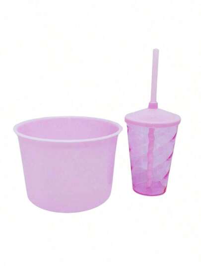 10 Kit Cinema Balde Pipoca 1,5 Litros + 10 Copos Twister  400 Ml Tampa e Canudo