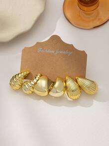 Conjunto de aretes de color dorado de estilo simple y elegante, al estilo europeo y americano