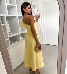 Elegant Mule Dress With Pocket And Zipper - Amarillo - Ver 2