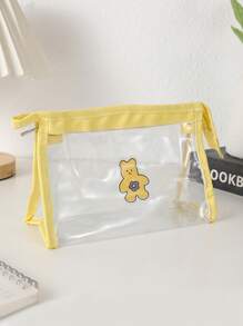 1 Stück Bären Muster transparente Federtasche, einfarbiges Reißverschluss personalisiertes Design Mäppchen, leicht und tragbar Kulturbeutel für Reisen, unverzichtbare Schulsachen für Schule und Schulzeit, Federmappe, Schultasche