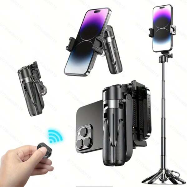 Portable 3-In-1 Retractable Mobile Phone Helper Selfie Stick, Clip Models And Magnetic Models Can Be Selected, With Detachable Bluetooth Remote Control, Remote Control Shooting, Convenient Selfie, Mobile Phone Clip With Cold Shoe Interface, Can Be Mounted On The Fill Light, Can Be Shot Horizontally And Vertically, Magnetic Models With The Second Generation Of The Ring Of Strong Magnets