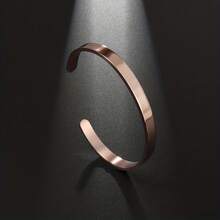 Simple And Exquisite Cuff High Polished Men's And Women's Stainless Steel Bracelet Casual Jewelry - 銀色 - 查看 5