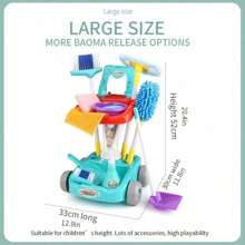 Kids Pretend Play Butler Car Cleaning Toy Set, Toddler Broom Toy, Children Room Cleaning Playset, Christmas Birthday Gift For Boys Girls (Style & Accessories Random)