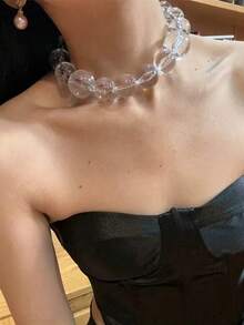1 pieza Collar grande transparente de verano con cuentas, material de resina, diseño simple y exagerado, adecuado para mujeres, regalos y uso diario - Marrón A - Ver 7