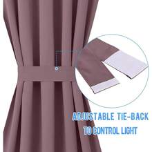 Local Warehouse- Door Curtain Panel, Grey French Door Curtains Blackout Thermal Insulated Curtain Sidelight Privacy For Window/Living Room/Doorways/Classroom (25W By 72L Inches, 1 Panel) - Dry Rose - 查看 3