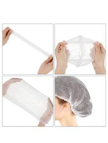 100 piezas Gorros de ducha desechables tipo bouffant, de tela no tejida, adecuados para trabajadores de servicios de alimentos, salones, cocinas