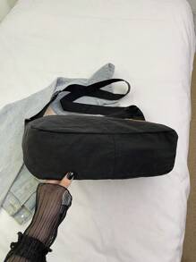 Bolso bandolera minimalista y casual para mujer, de un solo color con correa ajustable, ligero y portátil, ideal para universidad/colegio, para chicas adolescentes; Bolso bandolera de un solo color casual y de nailon para chicos adolescentes; Bolso de hombro con estilo artístico para la escuela, el trabajo y los viajes