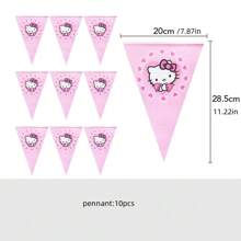 Sanrio مجموعة أعلام ثلاثية الأبعاد لديكورات حفلة هالو كيتي ، تشمل: أعلام ثلاثية ، قبعات ورقية ، سفرة ، بطاقات دعوة ، أكياس بلاستيكية ، أقنعة