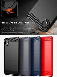 Funda Uso Rudo Con Clip Para Samsung Galaxy A01 Core Estuche Protectora Resistente Celular Compatible Antigolpes Cover Accesorios - FUNDA ASPECTO FIBRA DE CARBONO NEGRO AZUL - Ver 5
