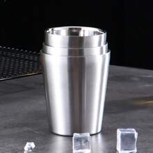 1pc Stainless Steel Double Layer Anti-Scald & Anti-Drop Water Cup, Minimalist Design, Durable And Practical, Multiple Capacity Options, Suitable For Home, Restaurants, Self-Service Cafeterias, Can Be Used As Cold Drink, Water, Milk Tea Or Coffee Cup